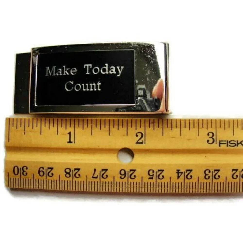 Money Clip Make Today Count Wallet Credit Card Cash ID Holder Silver Tone Black
